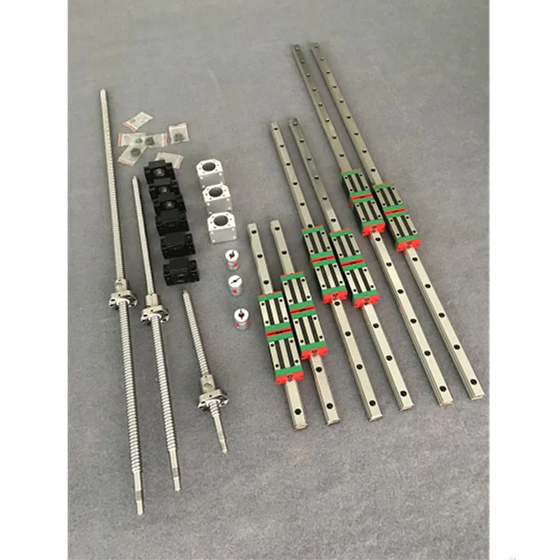 

2 Set Linear Rails HGR15+1 Ballscrews SFU1605 Any Length+Ballscrew SupportBK/BF12+1 Couplers For CNC