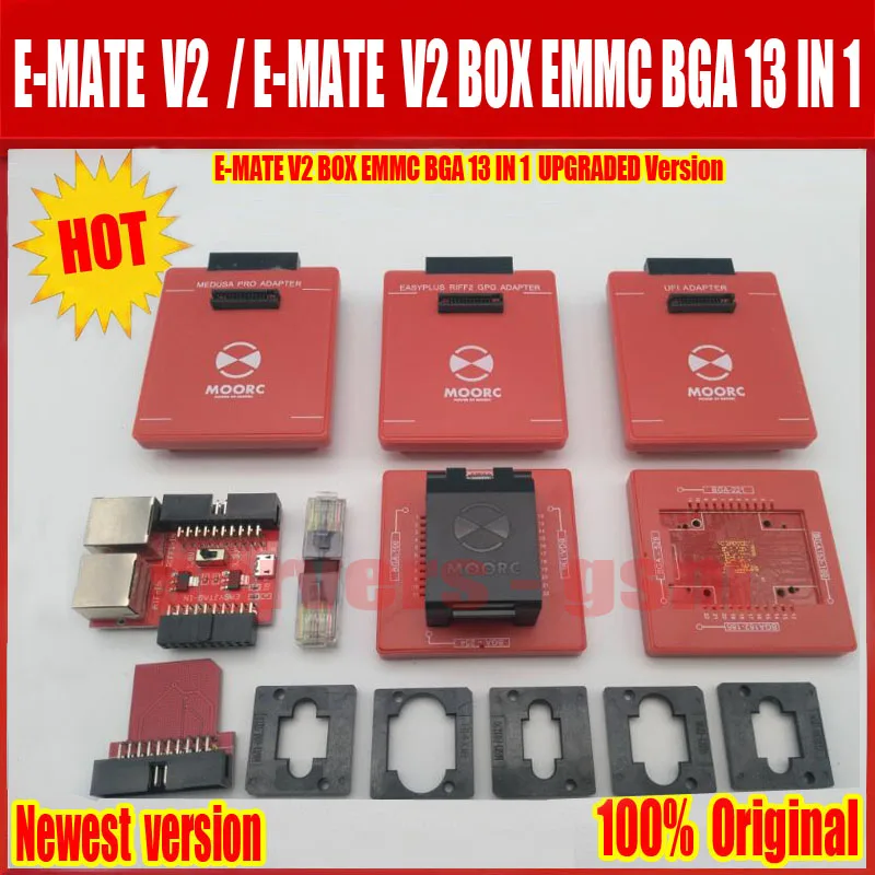 

2018 New E-MATE V2 box Emate box pro upgrade to 13 IN 1 Support Bga 153,169,162,221,529,100,136,254 for ufi ,riff ,easyj-tag ,me