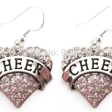 Мода 30 пар много родиевое покрытие Cheer Прозрачные Серьги-сердечки с кристаллами(E120765