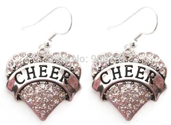 

fashion 30pair a lot rhodium plated Cheer Clear Crystal Heart Earrings(E120765)