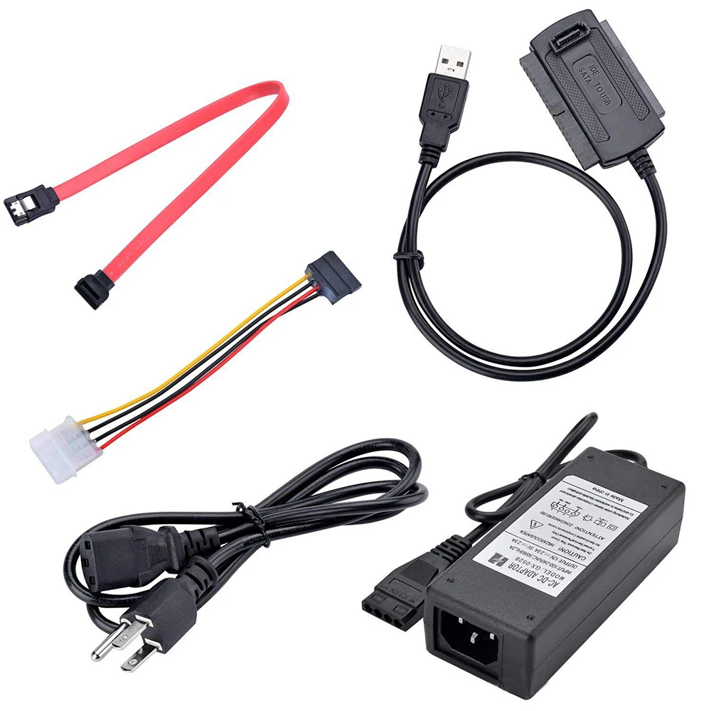 

1 Set USB 2.0 to IDE SATA S-ATA 2.5 "3.5" HD HDD Hard Drive Adapter Converter + Power Cable OTB US EU Sata to USB Plug-and-play
