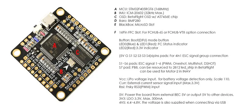 MATEKSYS BetaFlight F405-STD управление полетом Встроенный OSD FCHUB-6S опционально F405-OSD