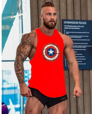 Тренажерный зал deltoid брендовая одежда супергерой Капитан Америка майка для бодибилдинга фитнеса Runn - Цвет: 13