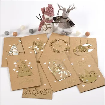 

Kraft Paper Greeting Cards Blessing Message Christmas Birthday Post Card For Valentine Merry X-max Party Wedding Invitation Card