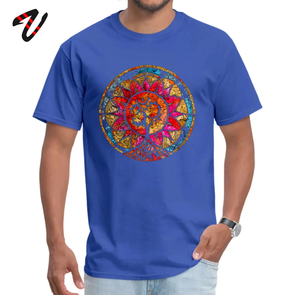  Men T-Shirt Tree of Life Mandala Printed Tops T Shirt Pure Cotton O-Neck Short Sleeve Casual Tee Shirt Summer/Autumn Tree of Life Mandala10957 blue