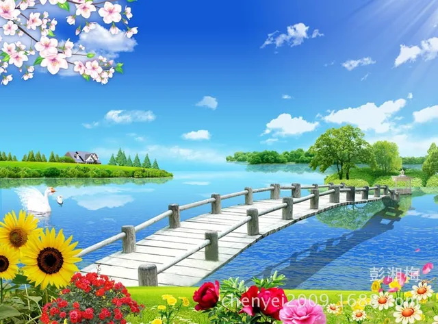 natural scenery wallpaper mural wall stickers tv backdrop of large
