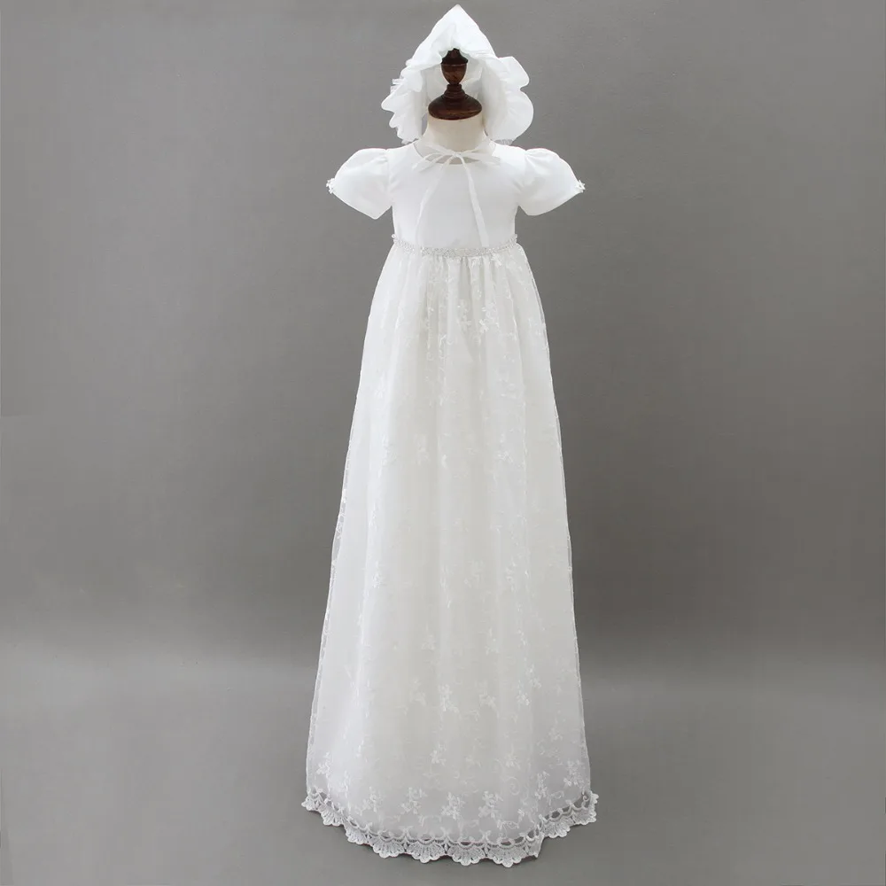 

High-end Baby Girls Christening Gowns Newborn Baptism Long Trailing Dress For Princess Infant 1 Year Birthday Party Wear