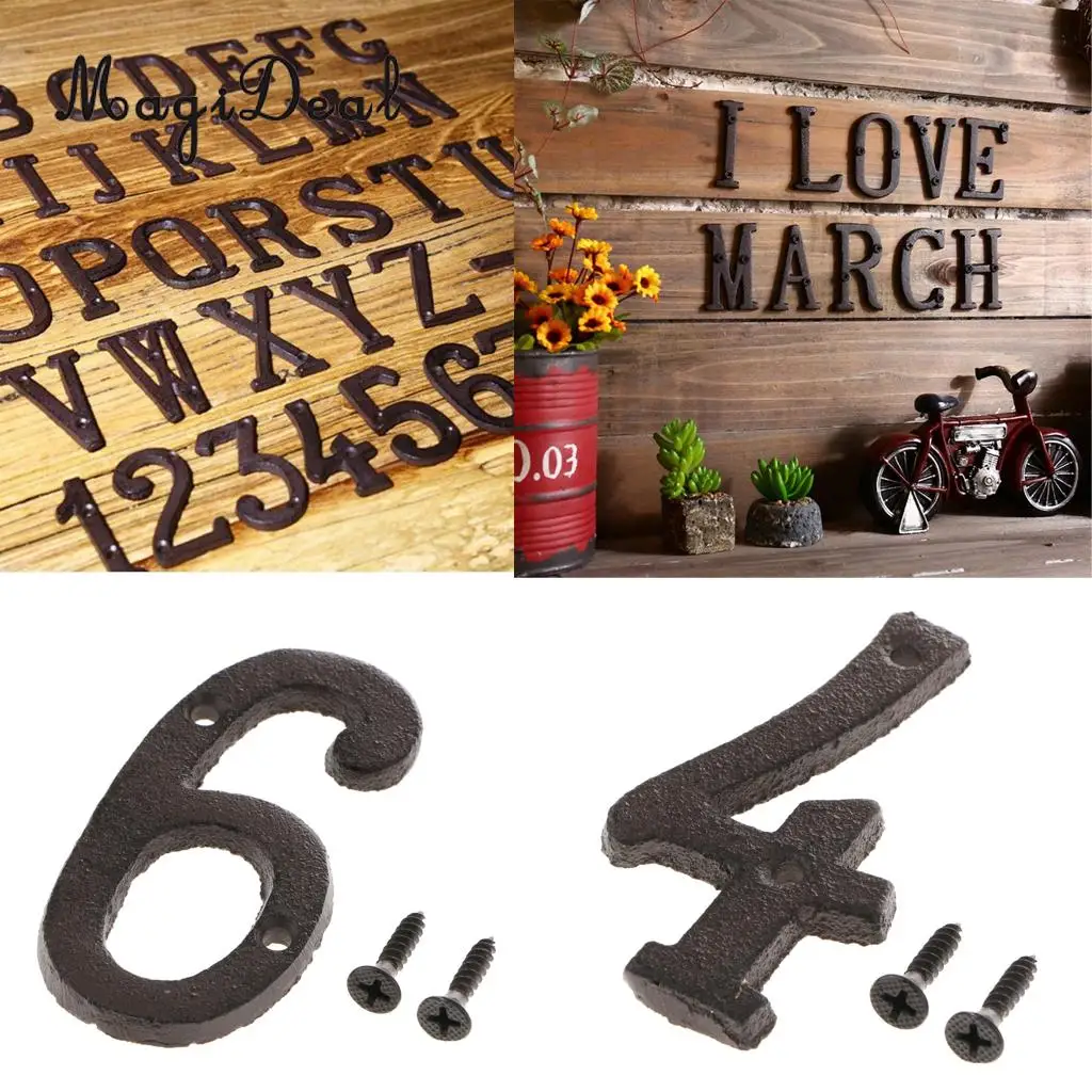 2pcs Rustic House Office Door Plaque Address Arabic Number Digit Plate Sign Plaque 4 6