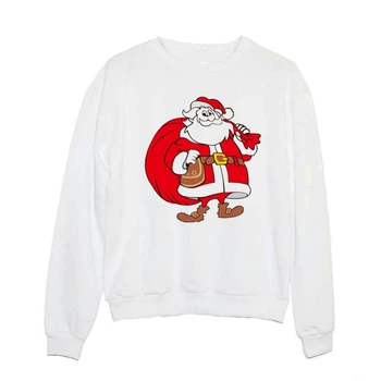 

Female Loose Autumn Winter Tops Women Fashion Xmas Casual Sweatshirts Santa Printed Chirstmas Hoodies White O-Neck Pullovers T7