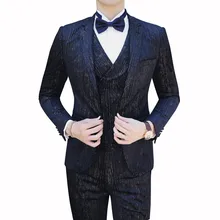 Повседневная одежда(Блейзер+ жилет+ брюки), Trajes De Hombre, костюм Mariage Homme Tuxedo,, осенние мужские костюмы в полоску, мужские деловые костюмы