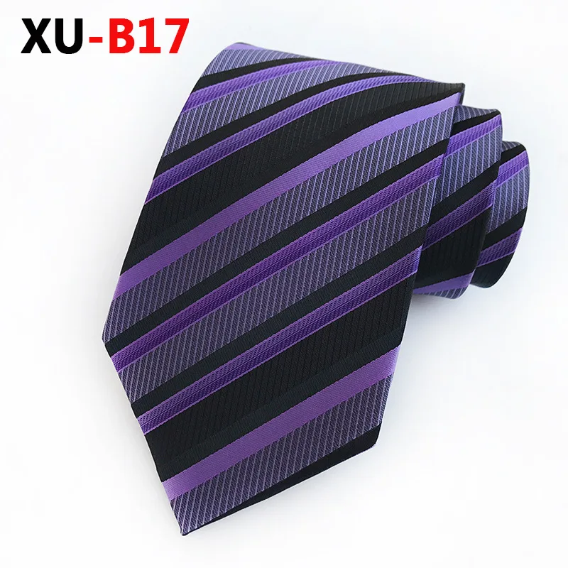 Мужской галстук на шею, красный, темно-синий шелковый галстук в полоску для мужчин, 8 см., клетчатый галстук, деловой ГАЛСТУК, Повседневный, Свадебный галстук - Цвет: XU-B17