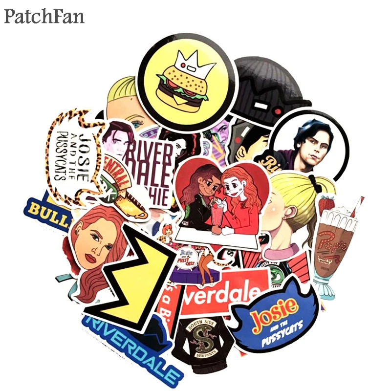 Patchfan 35 قطعة Riverdale تلفزيوني المشجعين Pvc ملصقات مقاومة للماء الشارات ل DIY محمول لوح التزلج المنزل جدار ملصقا شارات A1667