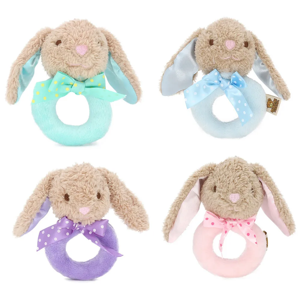 Baby Cartoon Rabbit Plush Rattle Ring Bell Soft Mobile Infant Crib
