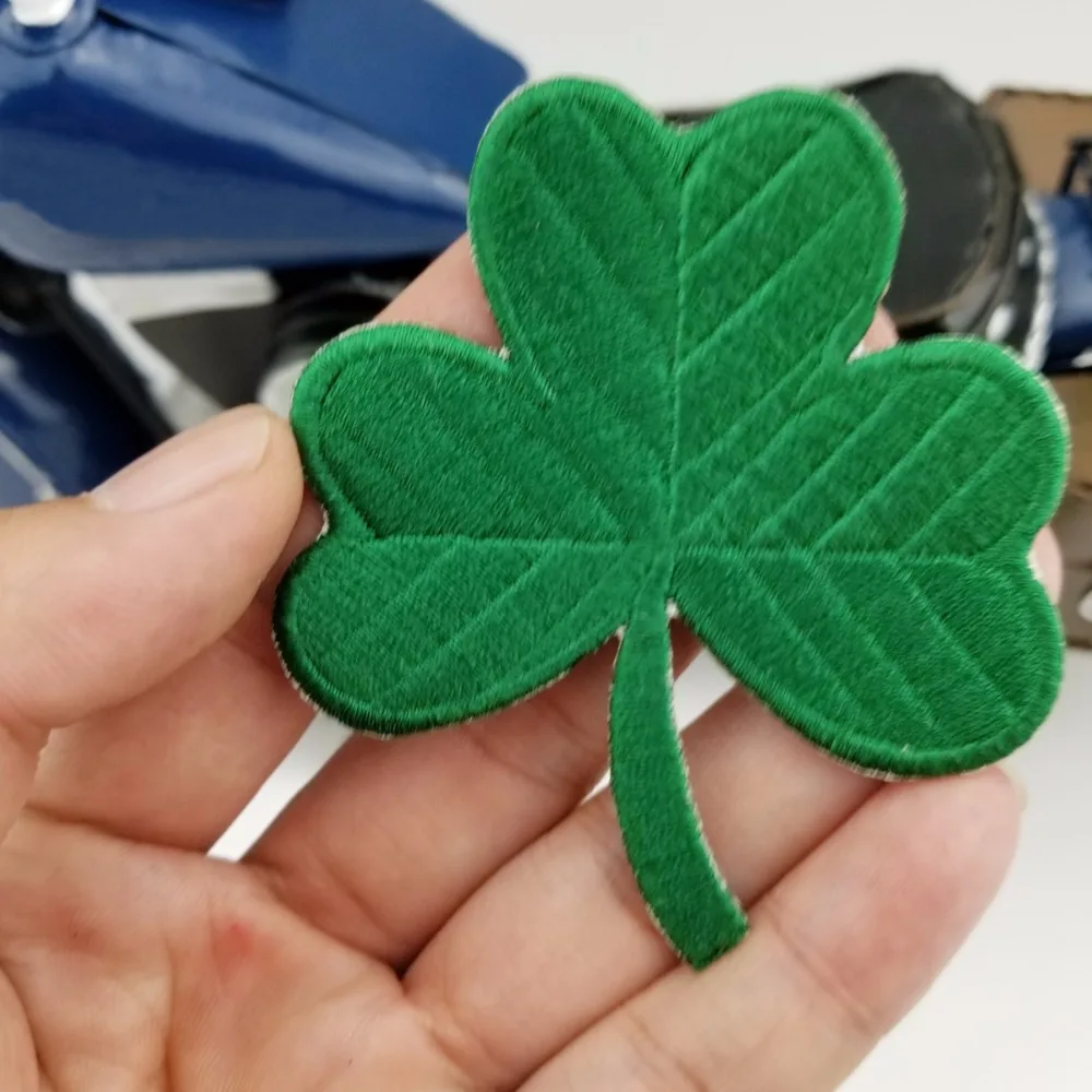 G0161 (5)Classic Irish Clover Dark Green Lucky Shamrock Embroidered Patch