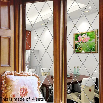 

Diamond pattern acrylic mirror sticker wall stickers living room dining room home decoration decorative 3d wall decals custom