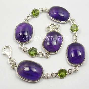 

Chanti International Solid Real AMETHYSTSs & PERIDOT Heavy Bracelet 8 3/8 Inches 18.0 Grams