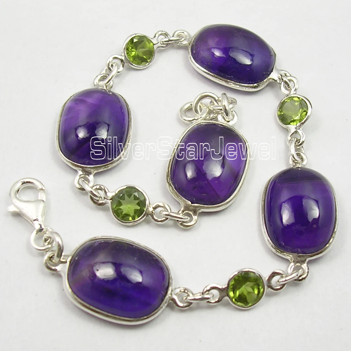 Chanti International Solid Silver Real Amethysts & PERIDOT Heavy Bracelet 8 3/8 Inches 18.0 Grams Chanti International Solid Silver Real Amethysts & PERIDOT Heavy Bracelet 8 3/8 Inches 18.0 Grams