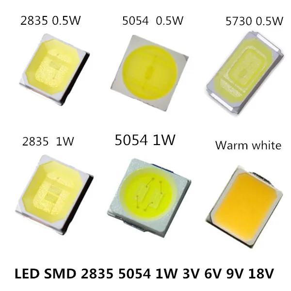 105 шт. SMD LED 2835 5054 5730 чипы высокой мощности 0,5 Вт 1 Вт 3 в 6 в 9 в 18 в 30 120 лм ультра яркие бусины лампы светоизлучающие диодные лампы