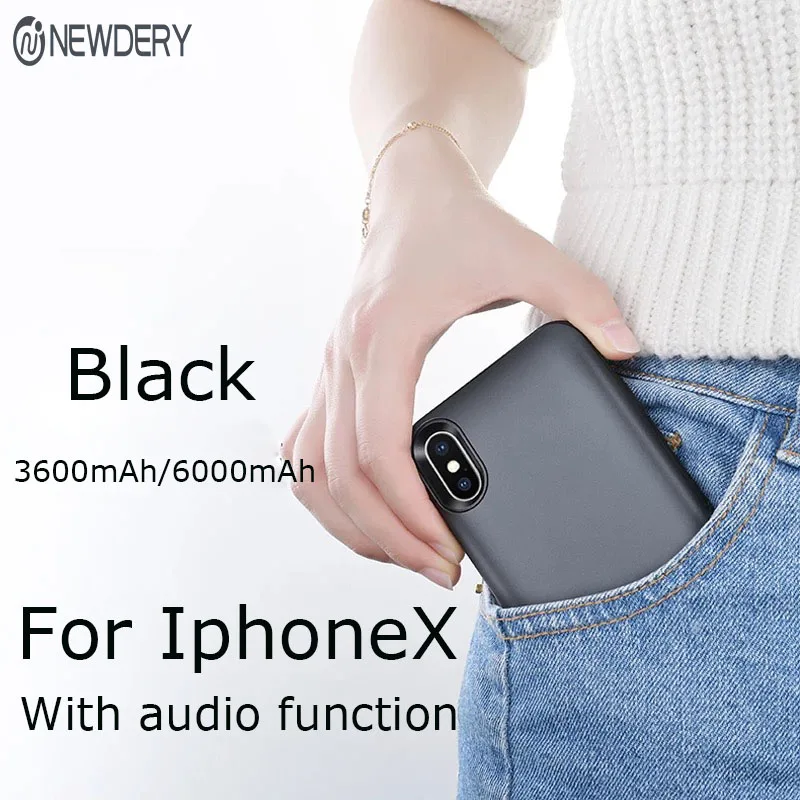 NEWDERY чехол для внешнего аккумулятора iphone X XS Max XR 6000 мАч портативное зарядное