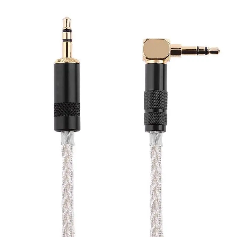

ALLOYSEED 8 Core Silver Plated 90 Degree 3.5mm Male to Male Balanced Stereo Audio Cable cord for Headphone
