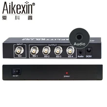Aikexin 4 Port SDI Splitter 1×4 SDI Distribution Amplifier HD SDI Converter Adapter with 3.5mm(1 Input ,4 Output) for Camcorder