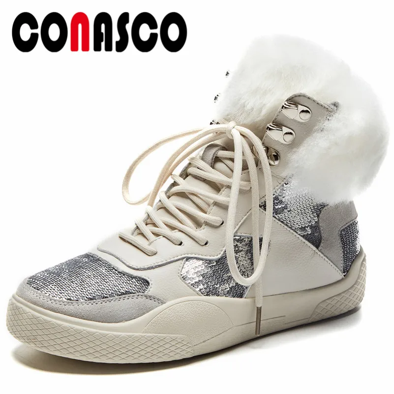 

CONASCO Women Platforms Autumn Winter Martin Shoes Woman Rhinestone Night Club Party Dancing Shoes Woman Ladies Lace Up Boots