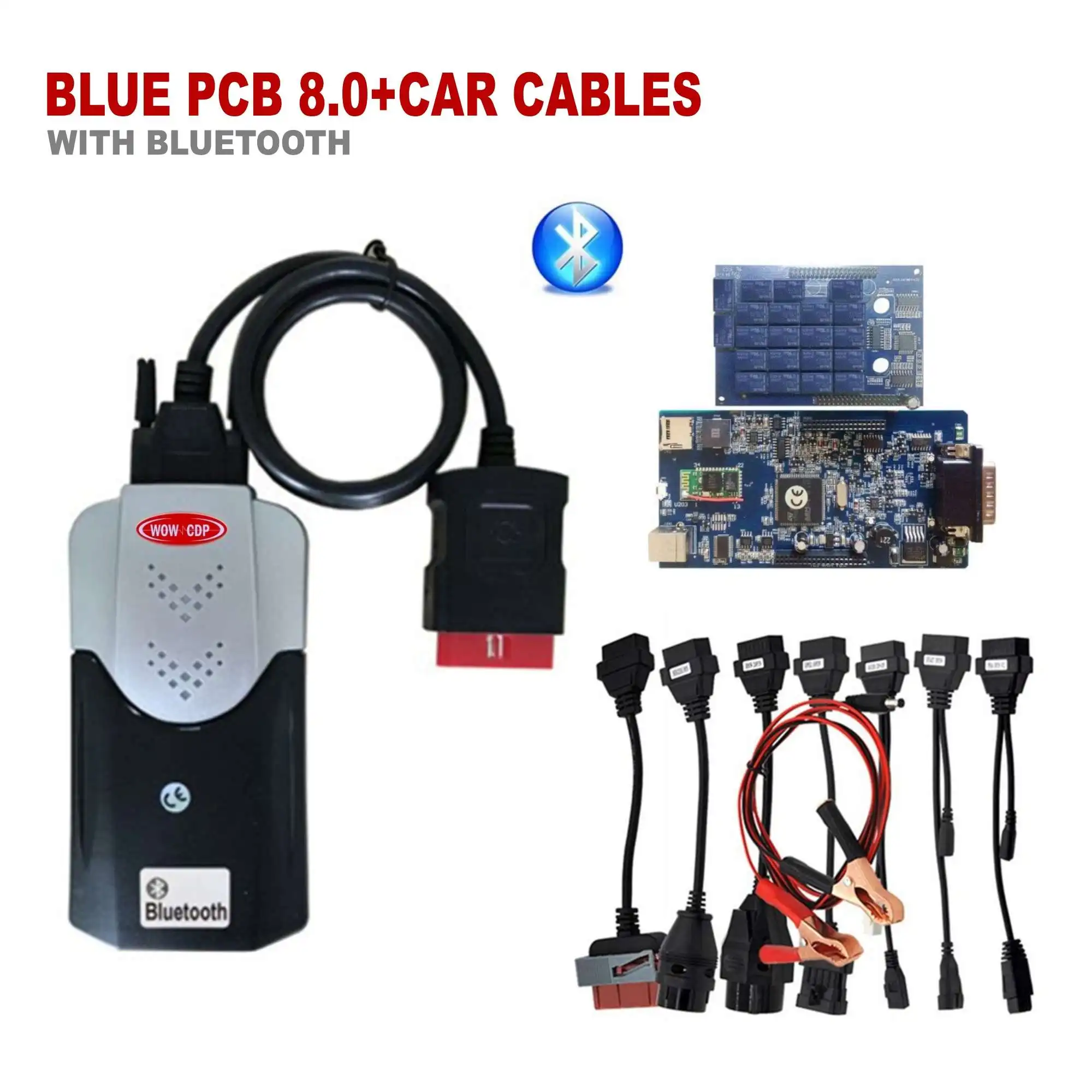 VD TCS CDP PRO PLUS,00/2015R3 Keygen с Bluetooth для delphis VD Ds150e CDP obd2 диагностический инструмент+ полный комплект 8 шт. автомобильные кабели - Цвет: Cables with BT