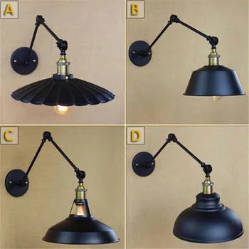 

Nordic American retro elegant atmosphere L25cm arm double two swing arm decorative wall sconce Vintage Black Lotus Leaf Lid lamp