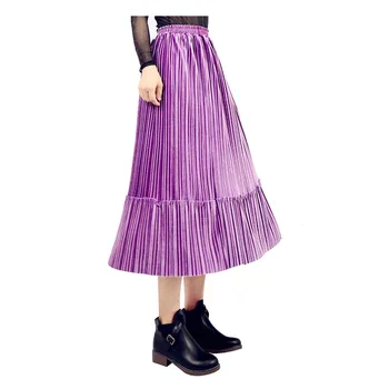 

Pencil Skirt Limited Solid Woman Europe And America 2019 Autumn New Elasticity Medium High Waist Velvet Soft Comfortable Skirt