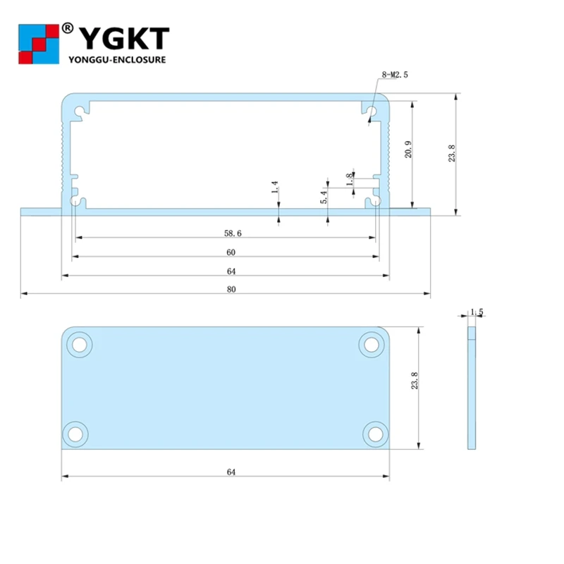 Yonggu горячая Распродажа 80*23 8*90/3.15 ''x 0 94'' x 3 54 'мм (wxhxl) литой алюминиевый