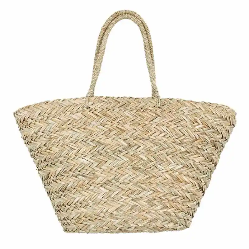 

New Bohemian Beach Bag Women Handmade Straw Bags Summer Grass Handbags Drawstring Basket Totes Bag Travel Tote Large Size