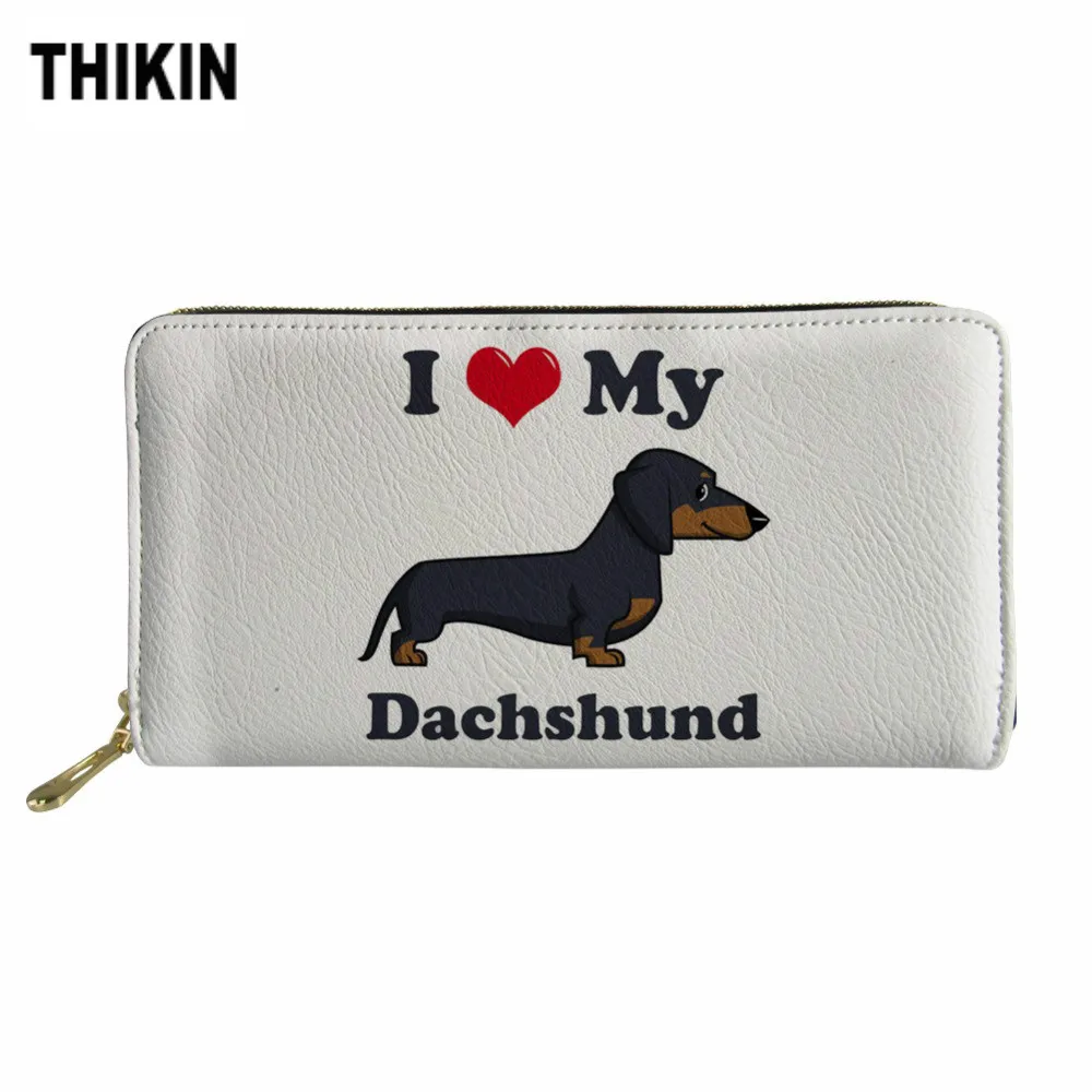 THIKIN женский длинный кошелек из искусственной кожи Love Dachshund Портмоне женские кошельки Кошелек держатель для карт кошелек для монет Portefeuille