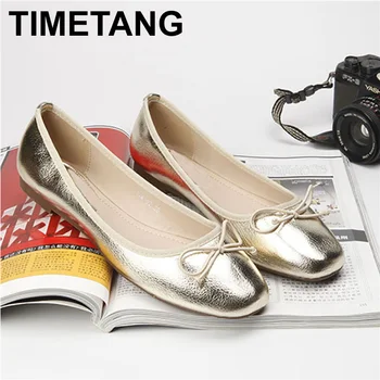 

TIMETANG Spring Summer Casual Women Flat Shoes Pointed Toe Moccasins Ballet Flats Loafers Bow Slip On Lazy Shoes Plus size E626