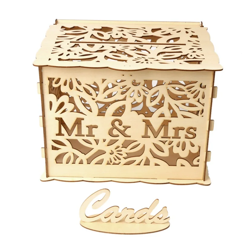 DIY свадебная открытка коробка деревянная коробка для денег Свадебные украшения принадлежности для дня рождения хранения денег - Цвет: UV0697B