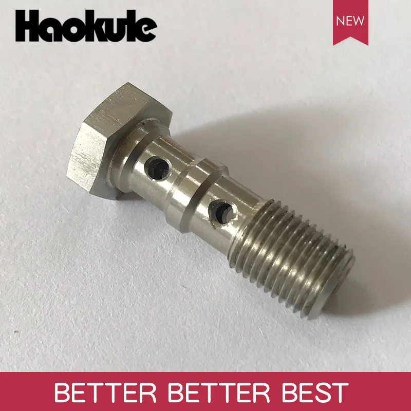 

Haokule Stainless Steel DOUBLE BANJO BOLTS M10*1.0 Hose End M10*1.0 TEFLON PTFE HOSE END FITTING BRAKE SYSTEM FITTINGS