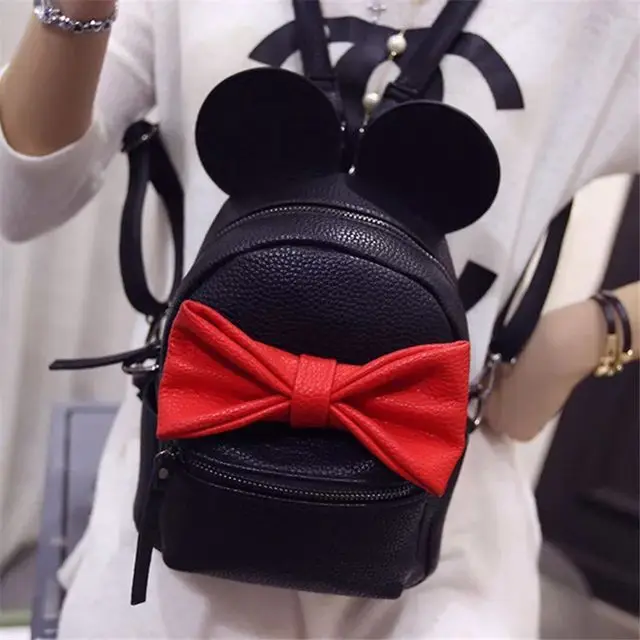 

Lovely girl Fashion New Female bag High Quality PU Leather Women Backpack Big Ears Sweet Bow College Wind Baby School Backpack
