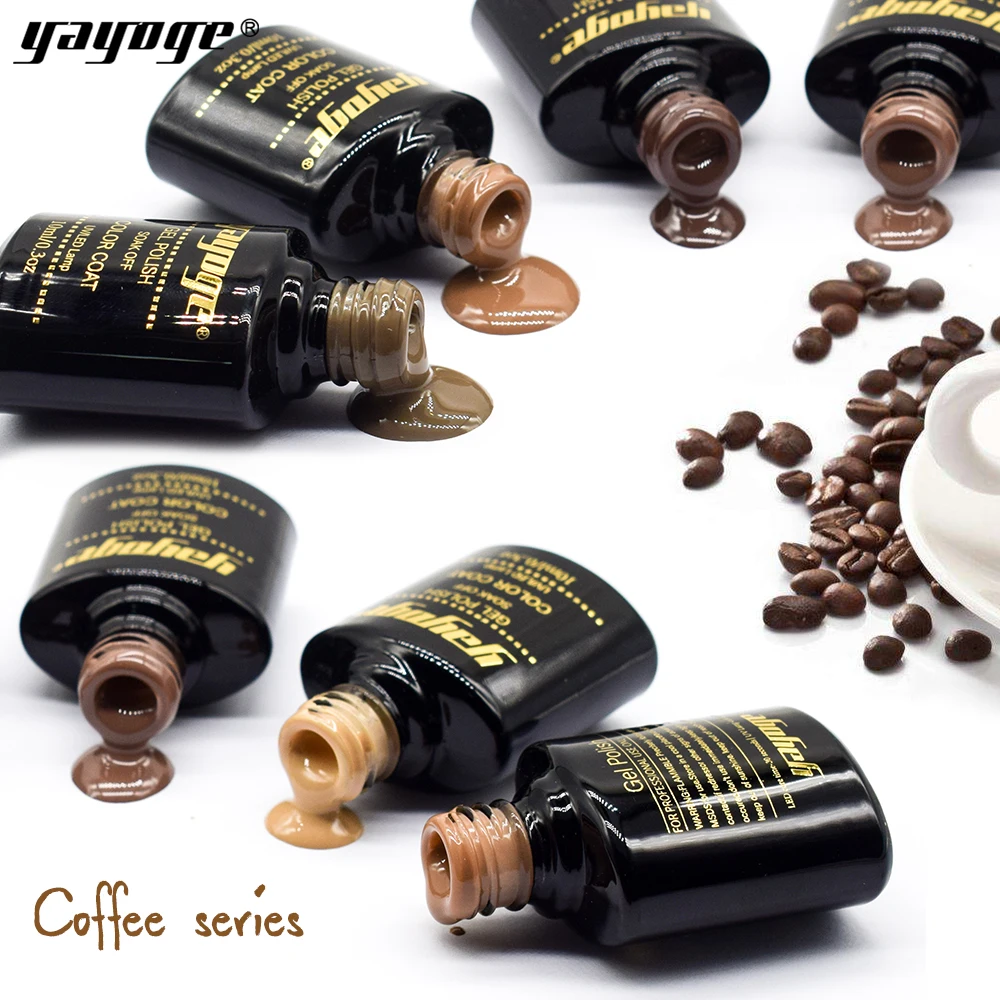 

YAYOGE gel varnish gel nail polish 10ml/0.3oz coffee Brown 6color Glass bottle soak off Odorless UV LED lamp gel fast dry