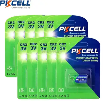 

10 Cards 10Pieces PKCELL CR2 15270 CR15H270 3V 850mAh CR2 3V Lithium Battery