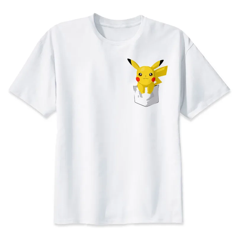 Летняя уличная футболка с покемоном Пикачу, Мужская футболка в стиле хип-хоп, повседневные короткие футболки с персонажами из аниме, мужские футболки - Цвет: 38