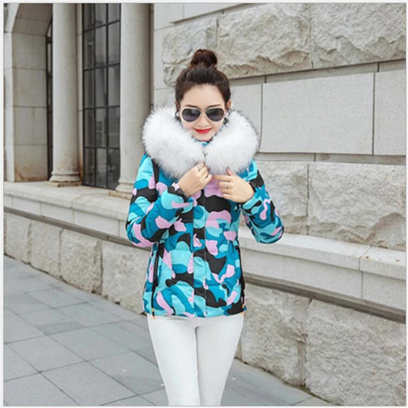 ##BUY Winter women hooded coat fur collar thicken warm short jacket female plus size 3XL outerwear parka ladies chaqueta feminino R176