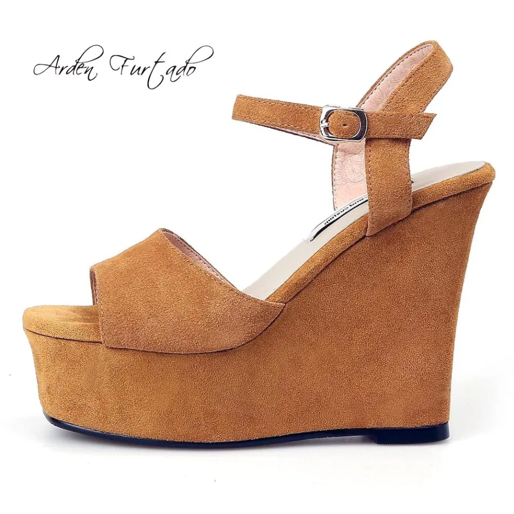 

Arden Furtado 2018 summer casual sandals peep toe wedges high heels small size 32 33 shoes for woman platform women buckle strap