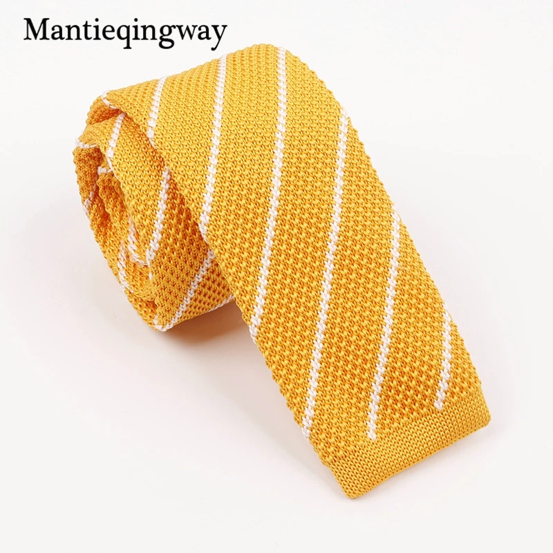 Mantieqingway, 5 см, облегающие Вязаные Галстуки для мужчин, узкий Вязаный Галстук, мужской галстук в полоску для свадьбы, корбаты, воротник, галстук