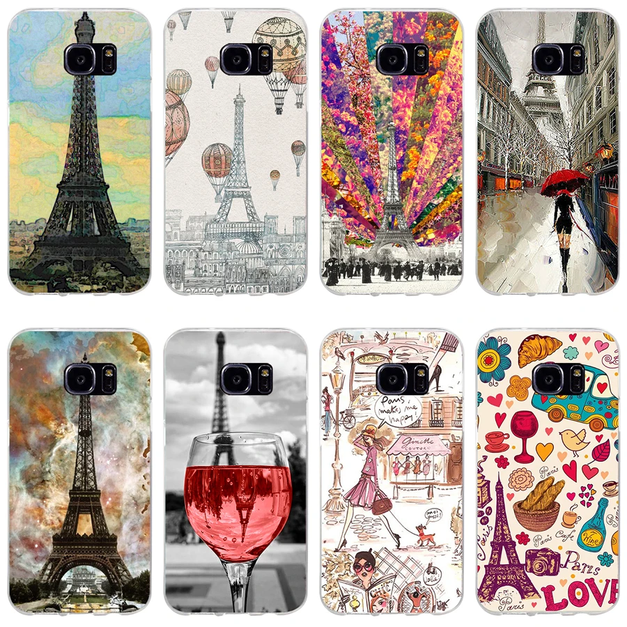 23H Fashion Pink Paris Stype Custodia Morbida In Silicone Tpu Per Samsung Galaxy S6 S6 S7 Edge S8 S9 Plus Custodia