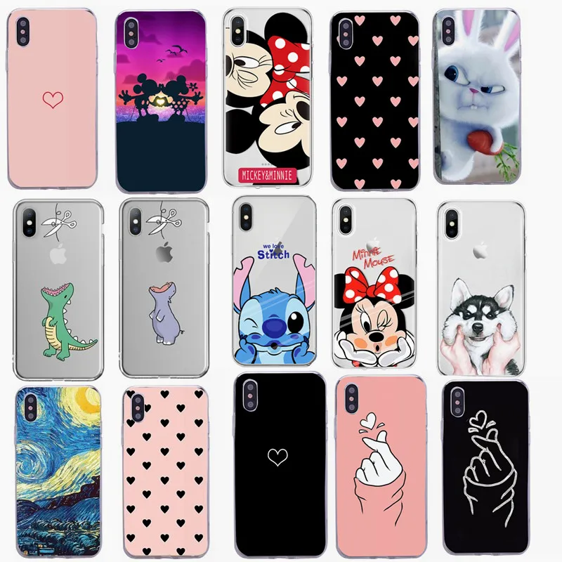 

Cute Minnie Soft TPU Case For iPhone 7 8 Plus 6 S 6S Back Coque For iPhone XS Max XR X XS Cartoon Protective Cover Cases Capa