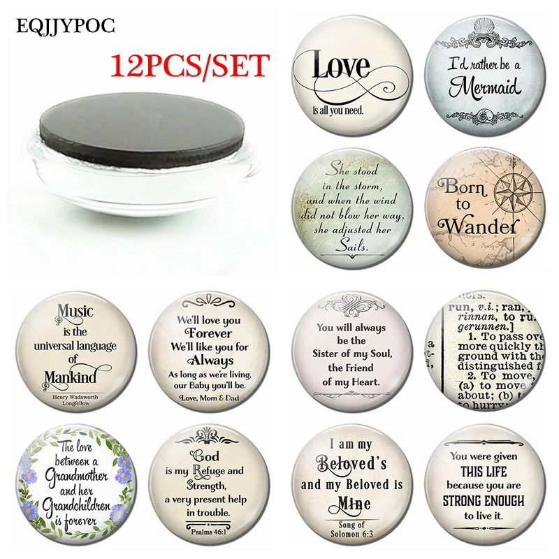 

12PCS Glass Round Letters Magnets for Refrigerators for Home Decor Unique Alphabet Magnetic Stickers Home Decoration Accessories