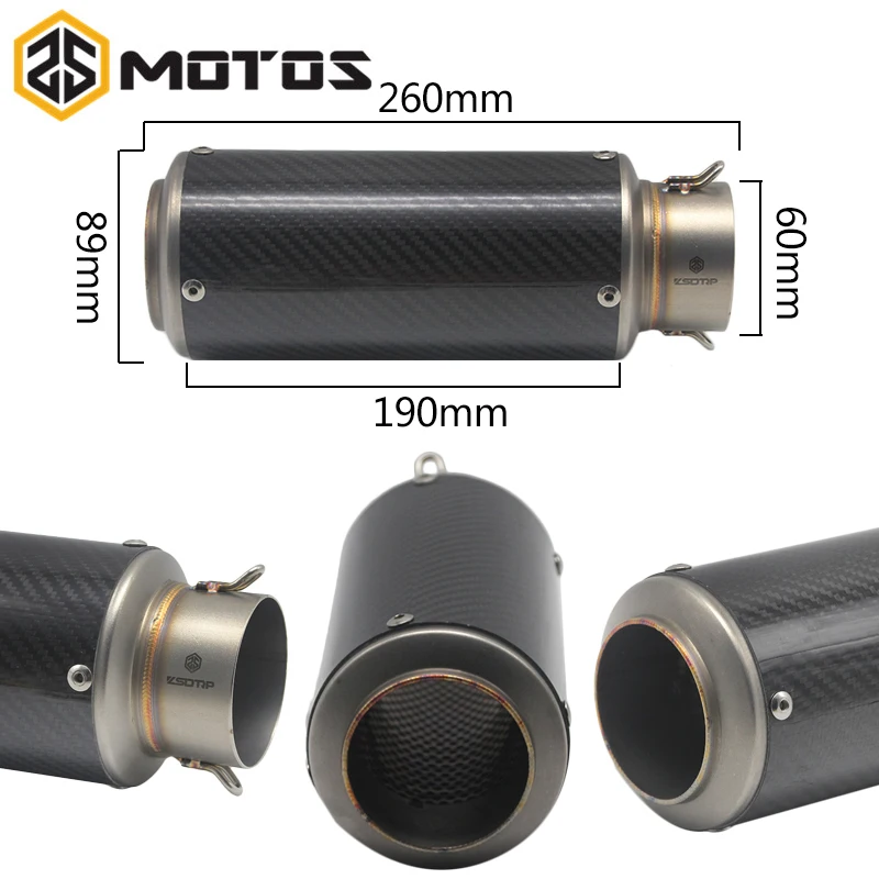 ZS MOTOS láser marcado SC proyecto Universal 60mm Dirt Bike Escape motocicleta Escape modificado Scooter Escape silenciador