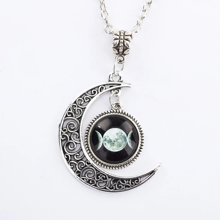 Wholesale Triple Moon necklace Triple Moon Goddess Pendant Glass Dome