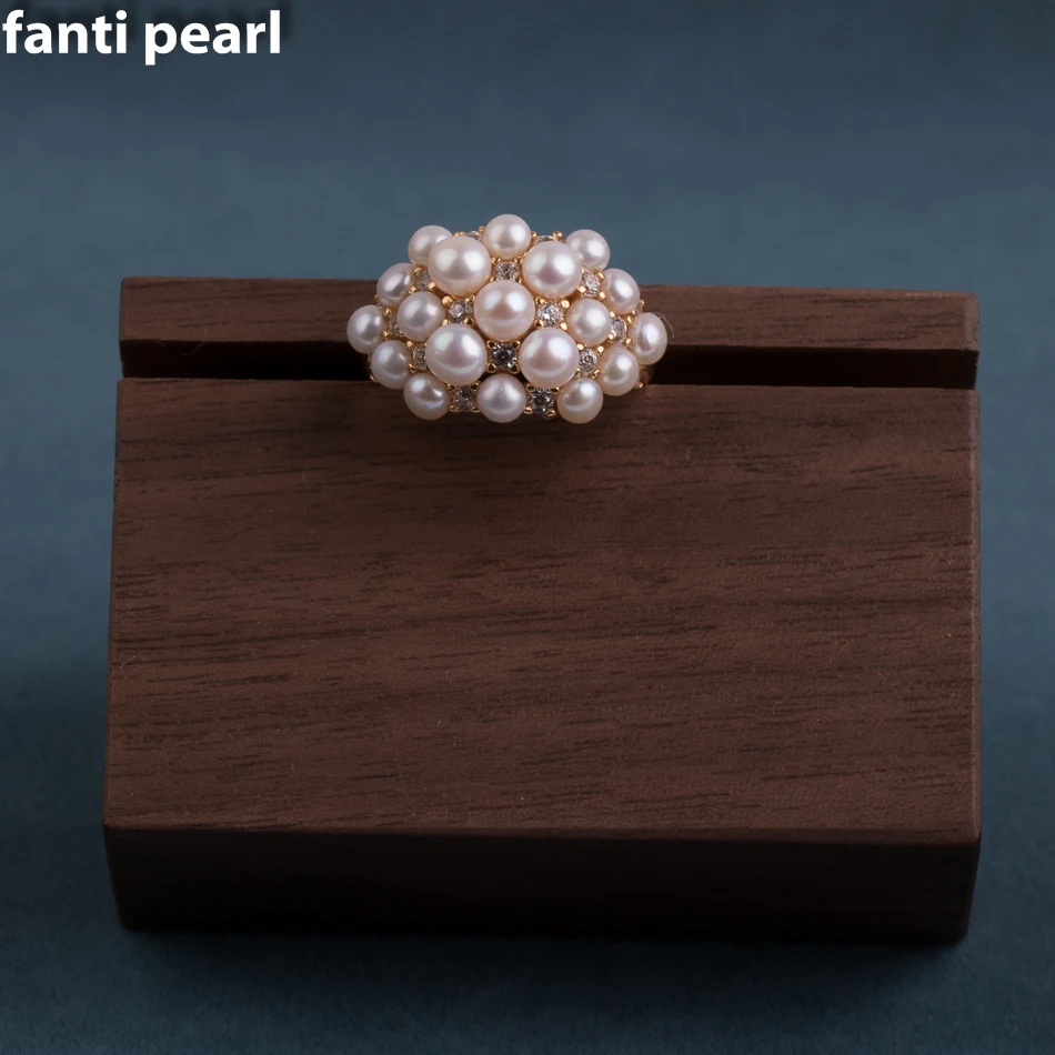 

babysbreath Pearl Ring Natural Freshwater Pearl Jewelry 925 Sterling Silver Rings For Women Zircon Wedding Rings Gift