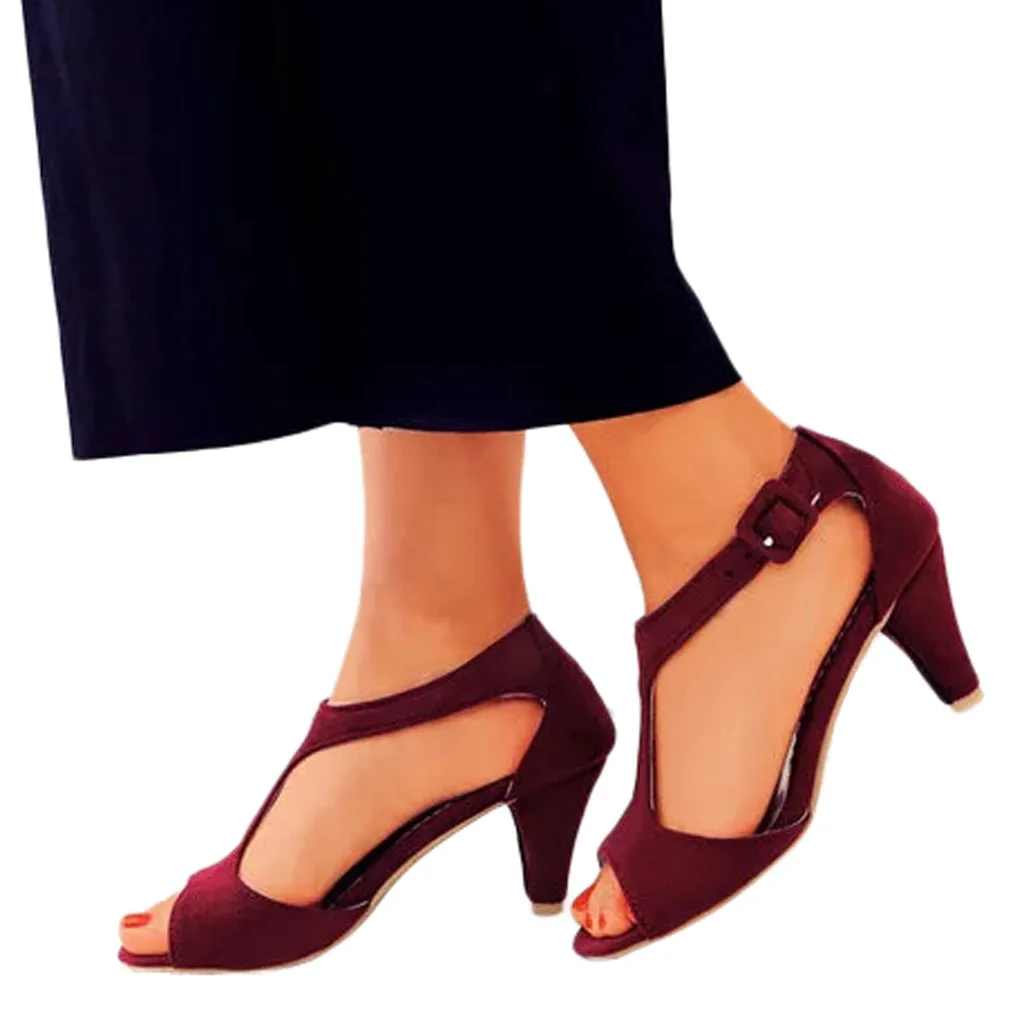 

SAGACE shoes Woman Sandals Fashion Sandals High Heels Belt Buckle Sandals Summer Fish Mouth Shoes Lace Hot sell summer Sandals