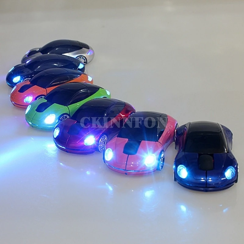 

DHL 50 pieces New Mini 2.4Ghz 1600DPI 10m Wireless Car Shape Colorful USB LED Optical Mouse Mice for PC Laptop Notebook